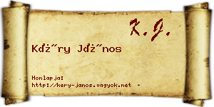 Kéry János névjegykártya