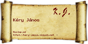 Kéry János névjegykártya